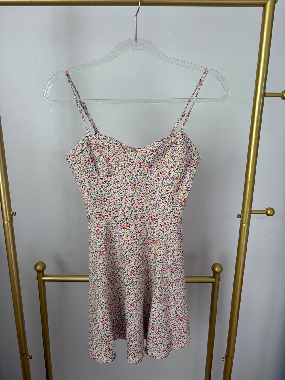 RSQ White Floral Print Spaghetti-Strap Dress